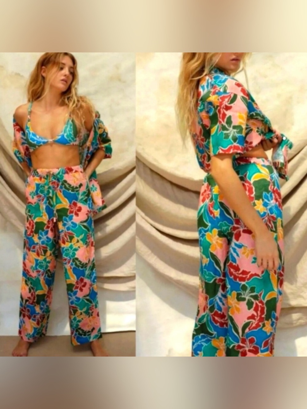 Stone Fox Linen Colorful floral Swim Pants